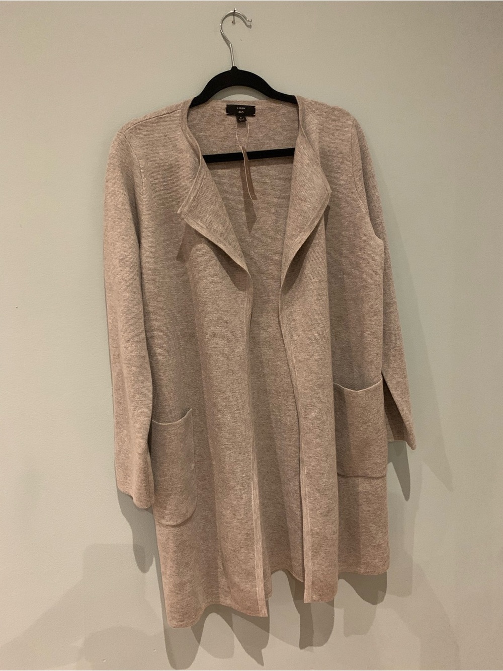 J. Crew Light Beige/Grey Open-Front Long Cardigan